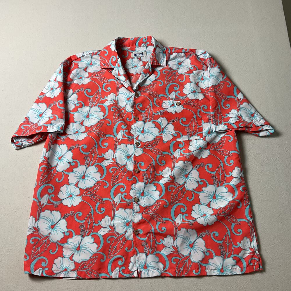 Uzzi Amphibious Gear Mens Size XL Hawaiian Floral Short Sleeve Button Up Shirt